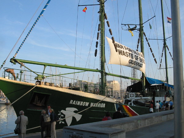 another shot of the greenpeace rainbow warrior ship